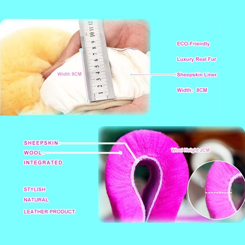 OGLAND Fuzzy Wool Sheepskin car Steering Wheel Cover for Girls Women Men,Fluffy Soft Protector for Universal Steering Wheel 14 1/2-15 1/2inchs, Anti-Slip,Comforting Luxurious(Blue Grey) - Image 4